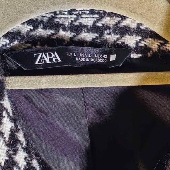 Zara Men's Black And White Houndstooth Zip Up Jacket Large - Picture 4 of 7